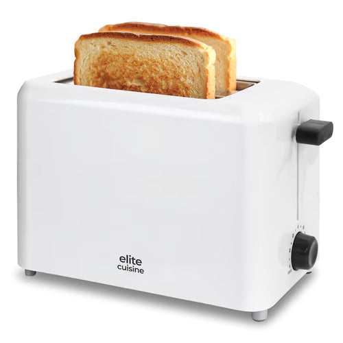 Elite Gourmet Cool-Touch 2-Slice Toaster Extra-Wide Slots White